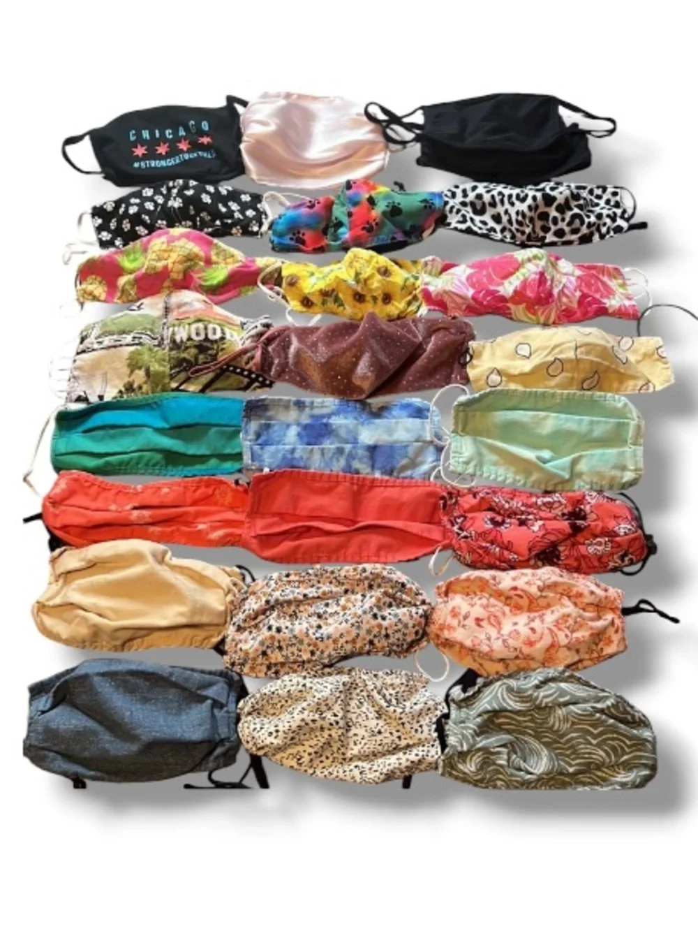 Bundle of 26 Women’s Face Masks Old Navy Hawaii Chicago Dog Paws Hollywood Print